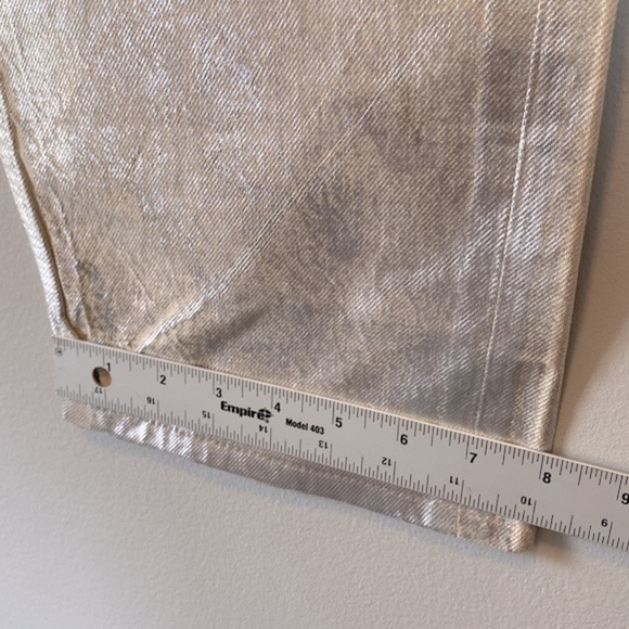 Zara Metallic Jeans NWOT Womens US 2 Silver The Boy Boy Fit Painted Blogger Fave - Picture 15 of 16